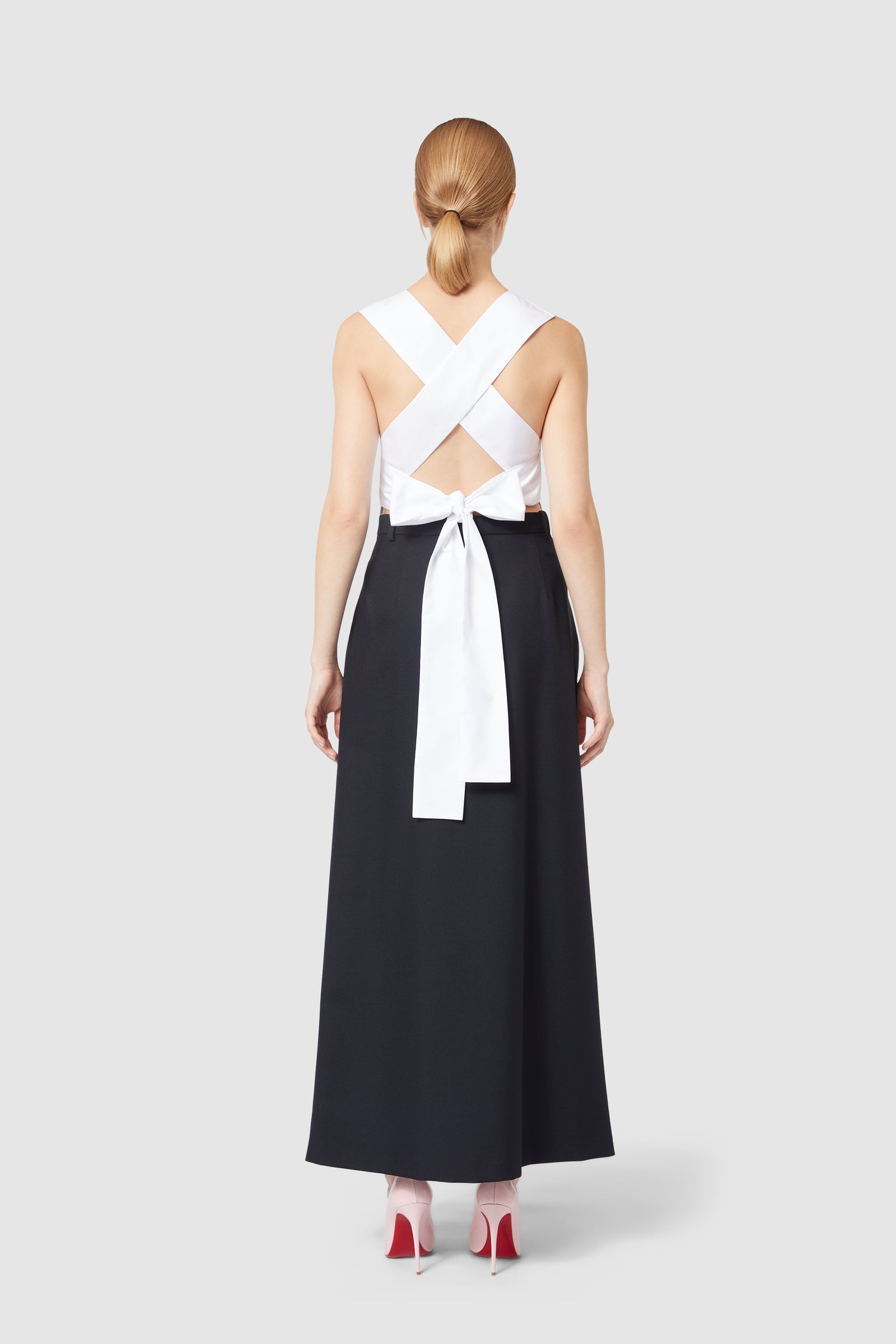 White / BOW WRAP CROP