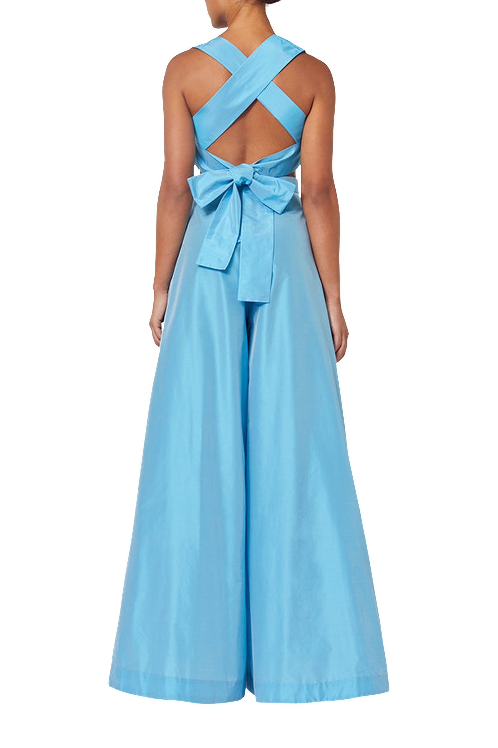 Top portefeuille avec nœud en soie mélangée - Blue