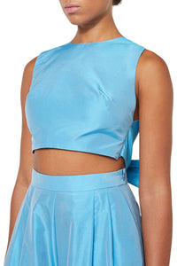Top portefeuille avec nœud en soie mélangée - Blue