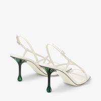 Etana 80 sandals in printed leather - Latte & Malachite