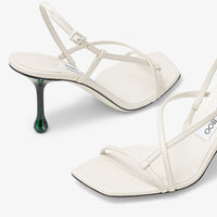 Etana 80 sandals in printed leather - Latte & Malachite