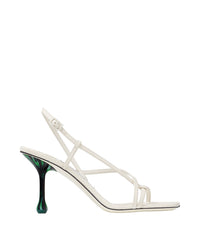 Etana 80 sandals in printed leather - Latte & Malachite
