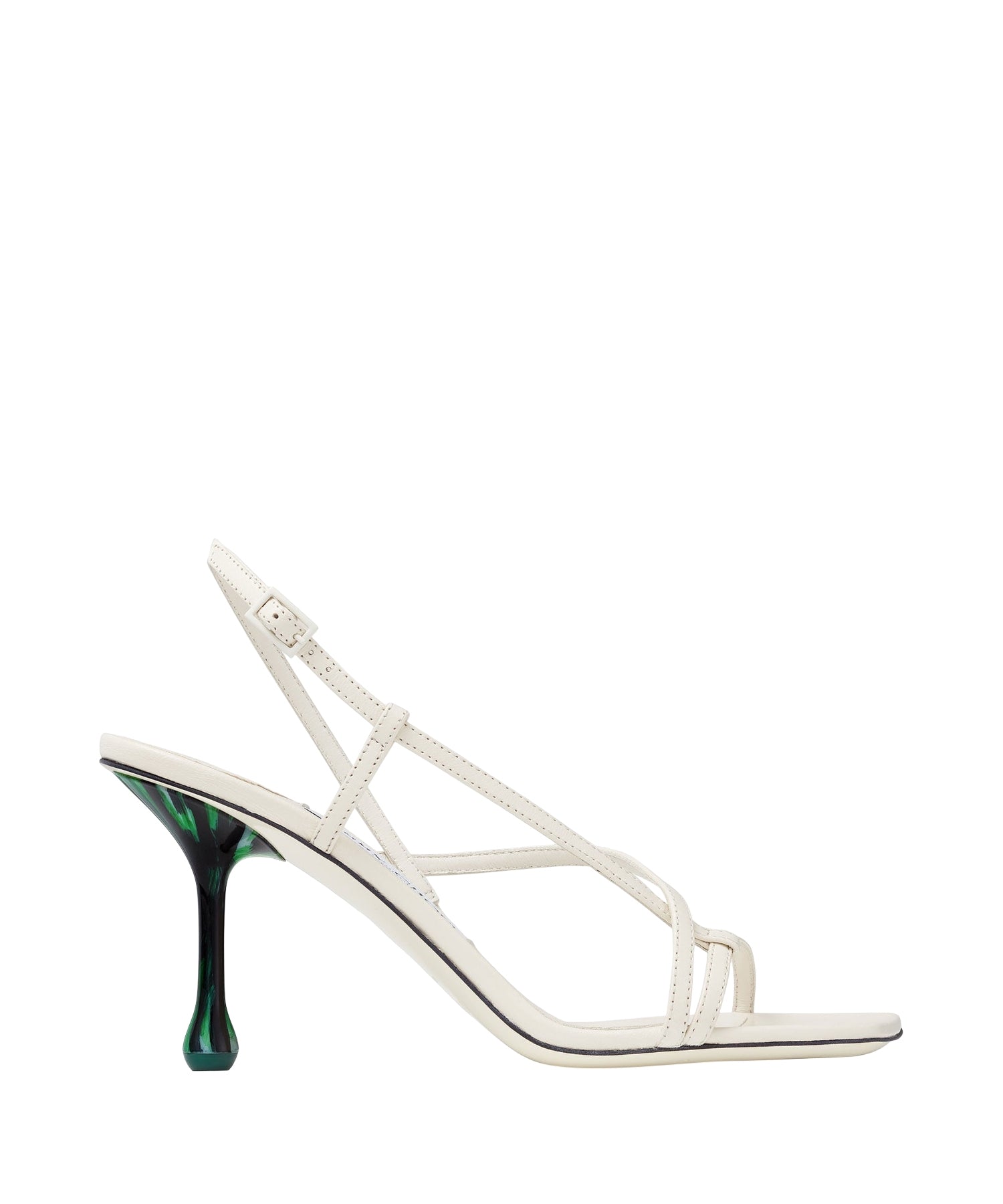 Etana 80 sandals in printed leather - Latte & Malachite