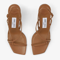 Etana 80 sandals in printed leather - Tan & Tortoise