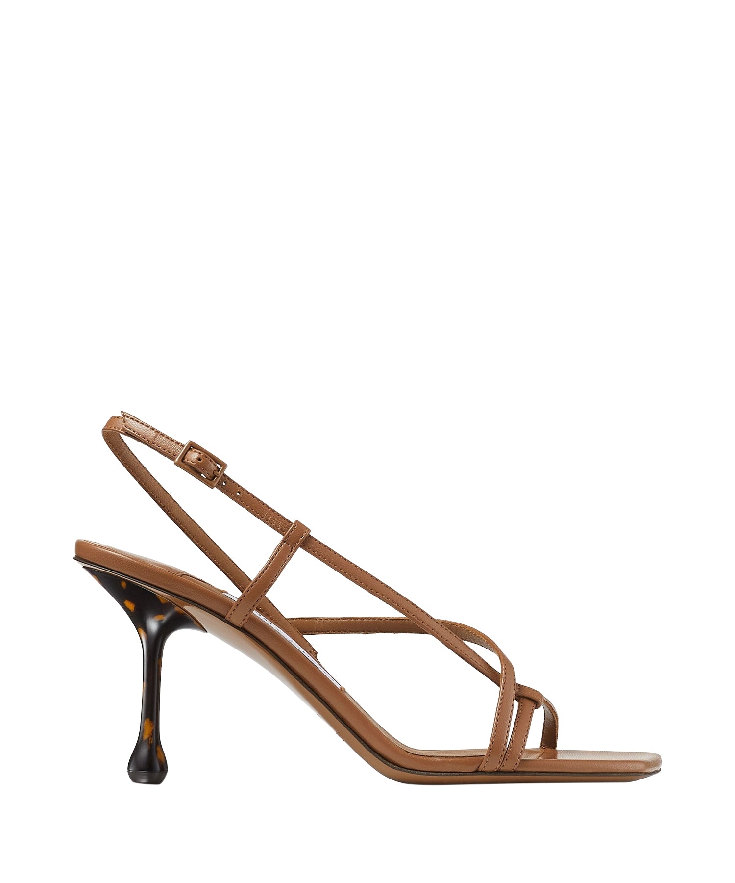 Etana 80 sandals in printed leather - Tan & Tortoise
