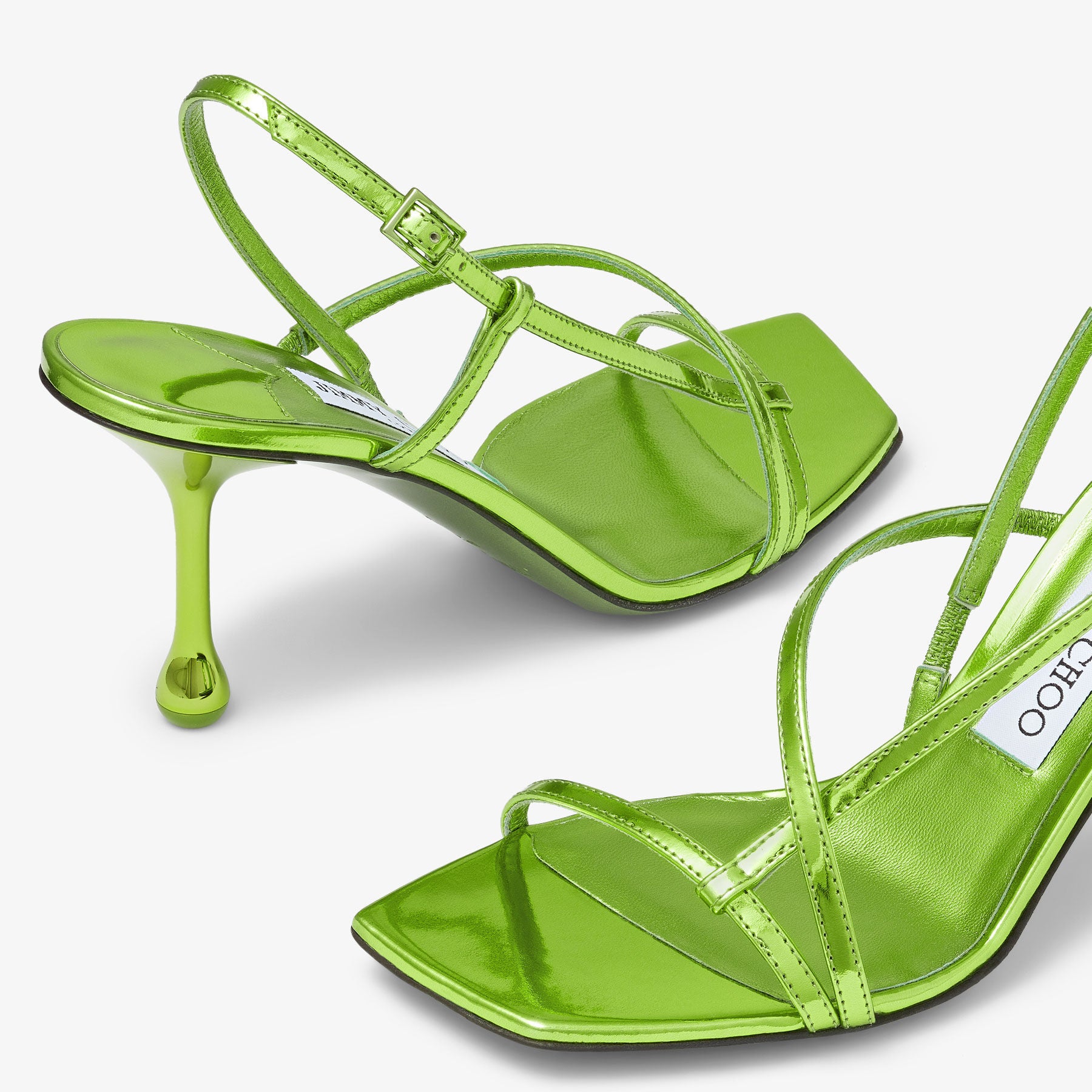 Sandales Etana 80 en cuir métallisé - Matcha