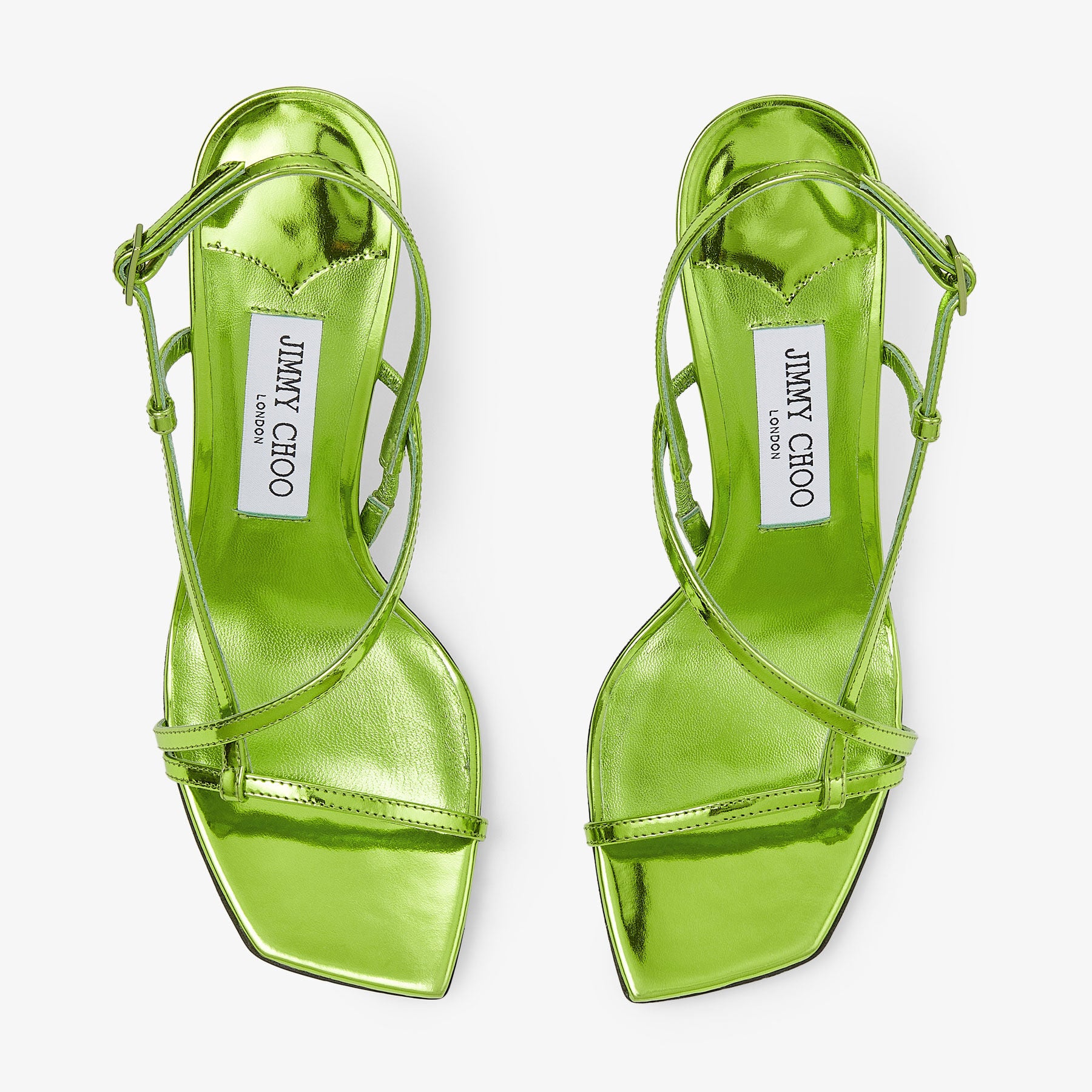 Sandales Etana 80 en cuir métallisé - Matcha