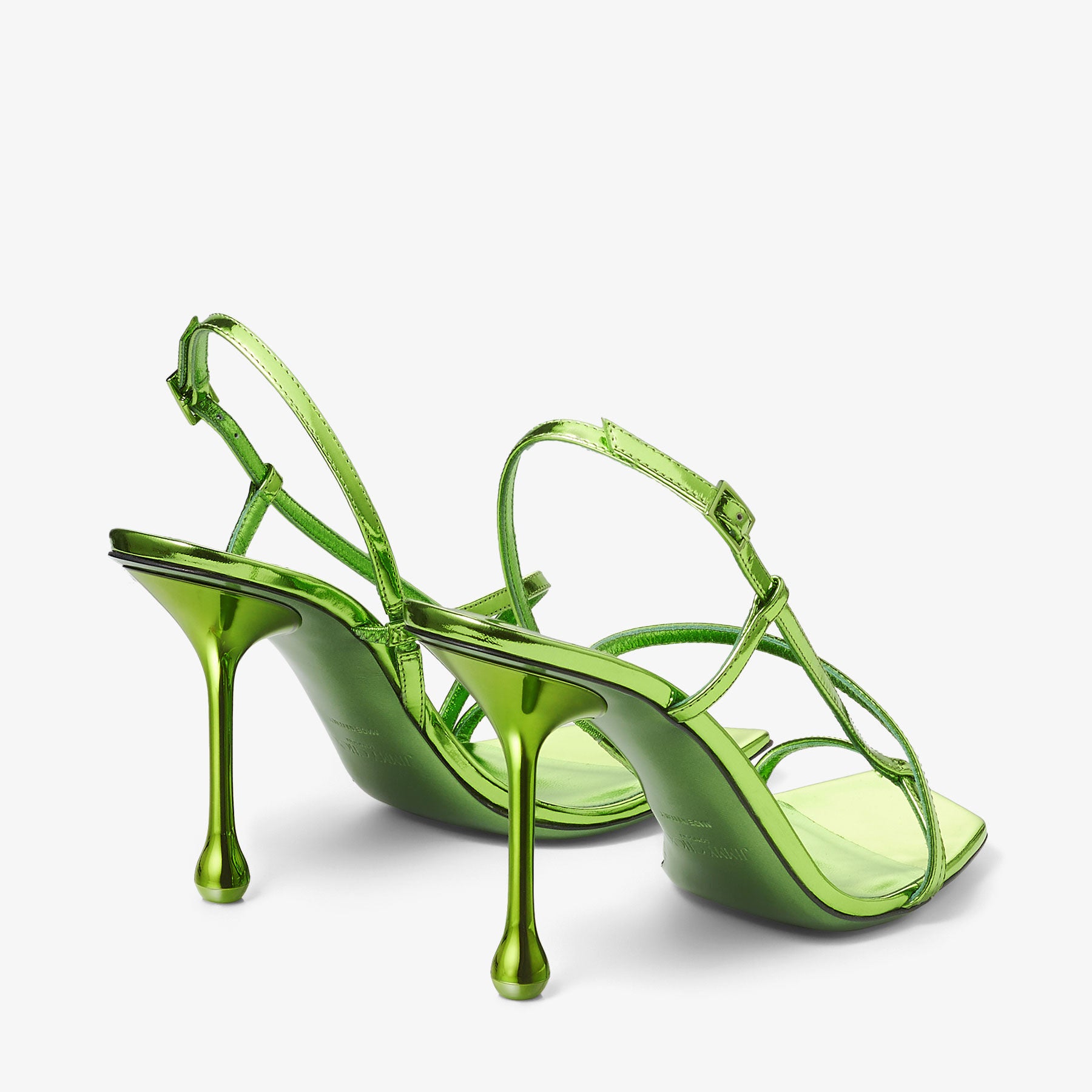 Sandales Etana 95 en cuir métallisé matcha - Matcha