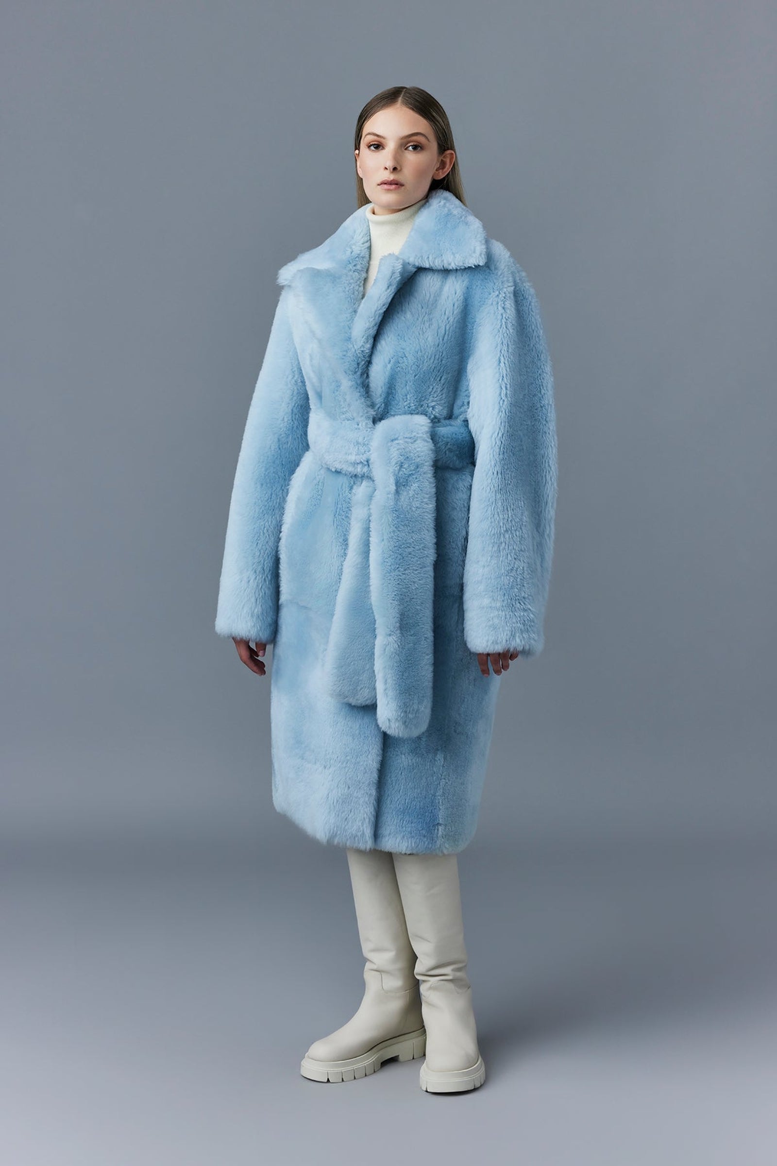 Manteau mi-long Etienne ceinturé en fourrure - Air