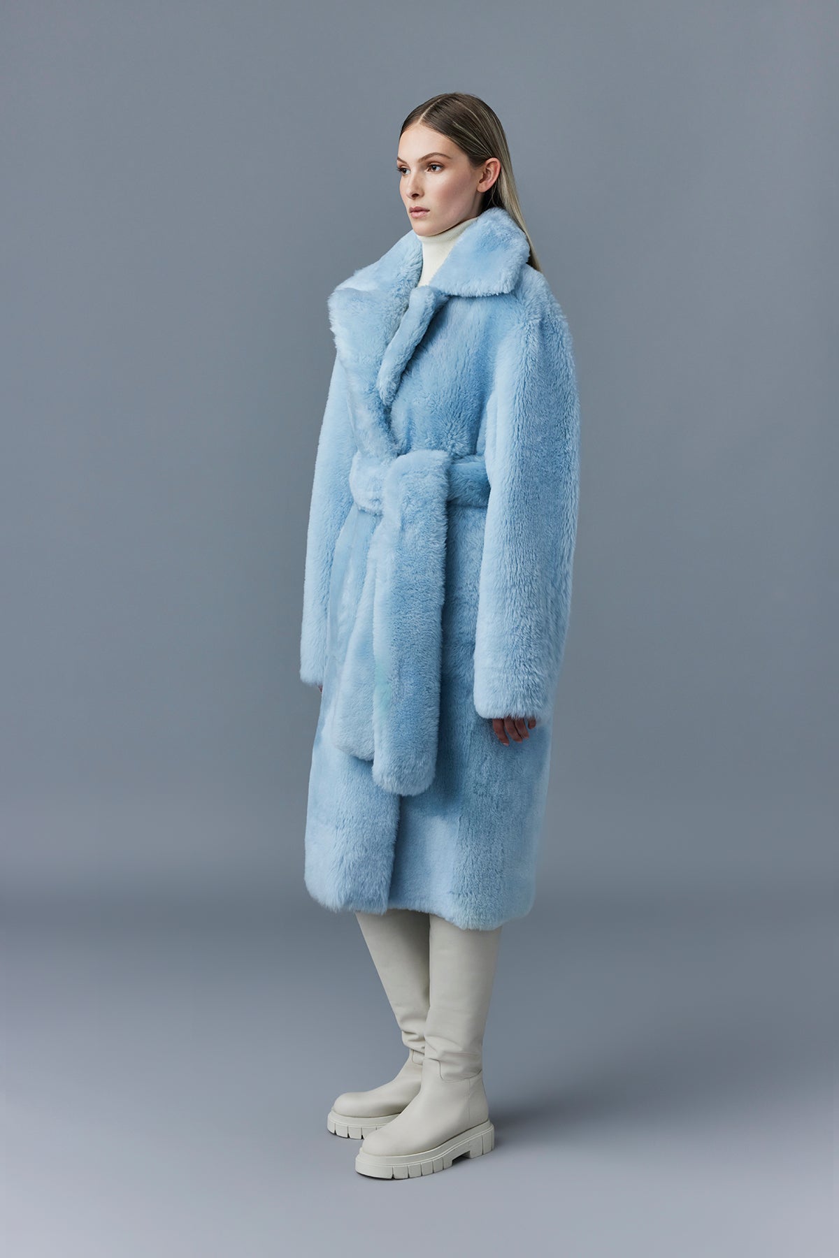 Manteau mi-long Etienne ceinturé en fourrure - Air