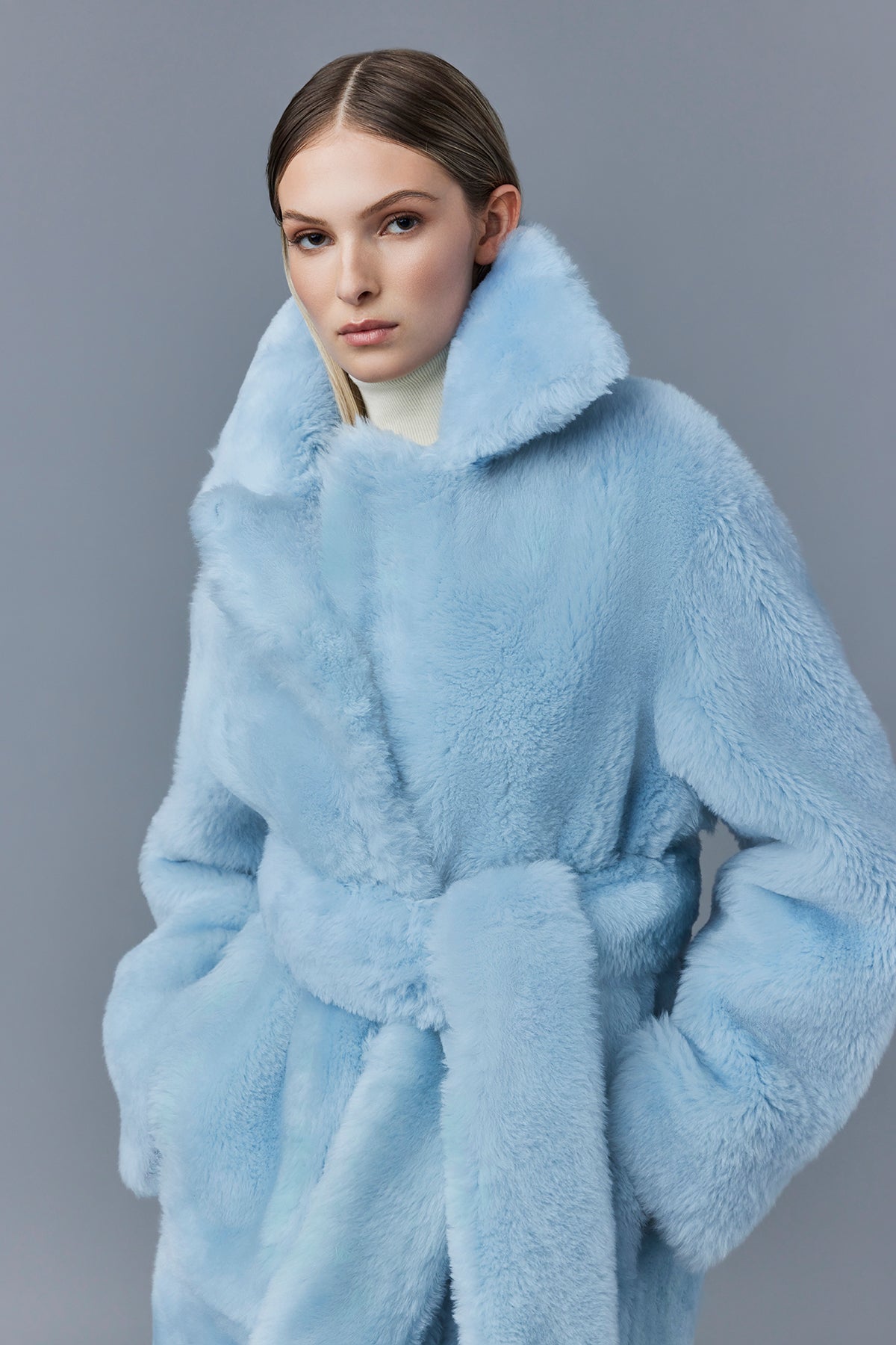 Manteau mi-long Etienne ceinturé en fourrure - Air