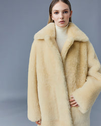 Etienne mid-length coat with fur belt - Ceramic