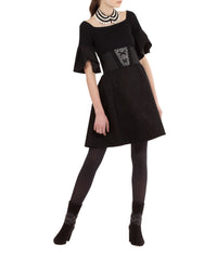 Robe Evaelle en maille et dentelle - Black