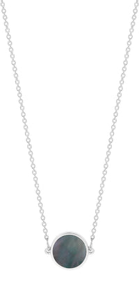mini ever black MOP white gold disc necklace