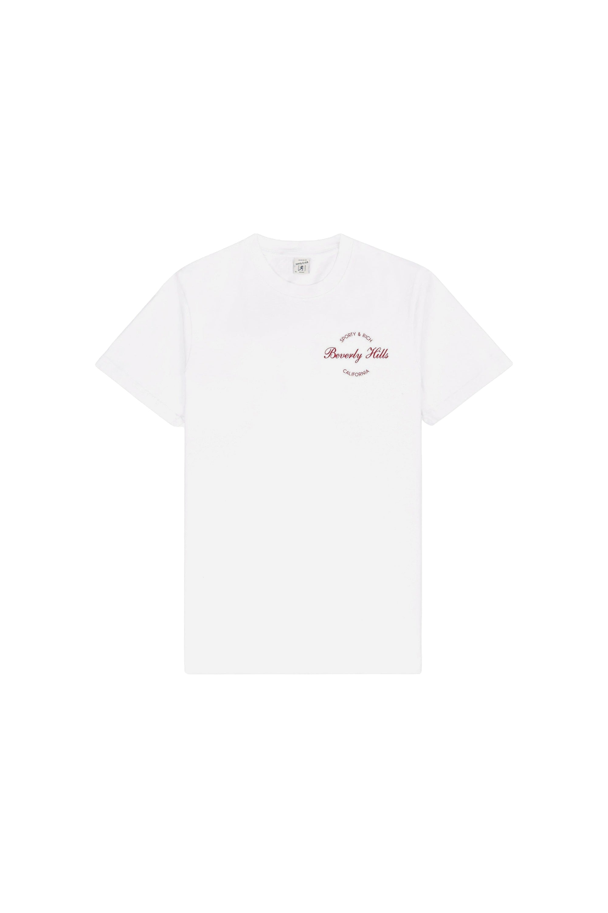 T-shirt Beverly Script - Blanc & Rubis