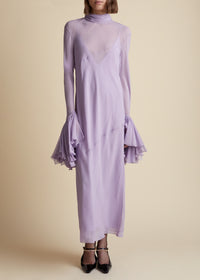 Evi dress in silk - Lavender