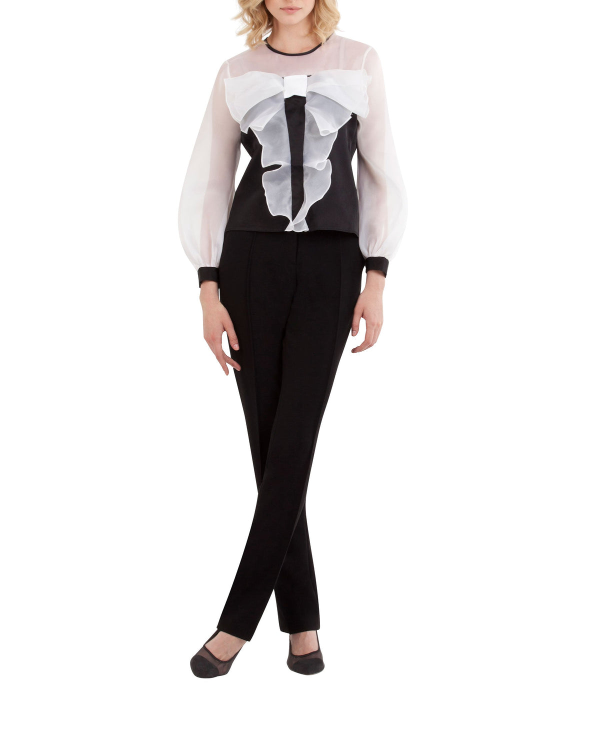 Blouse Ezaline en soie - Black & White