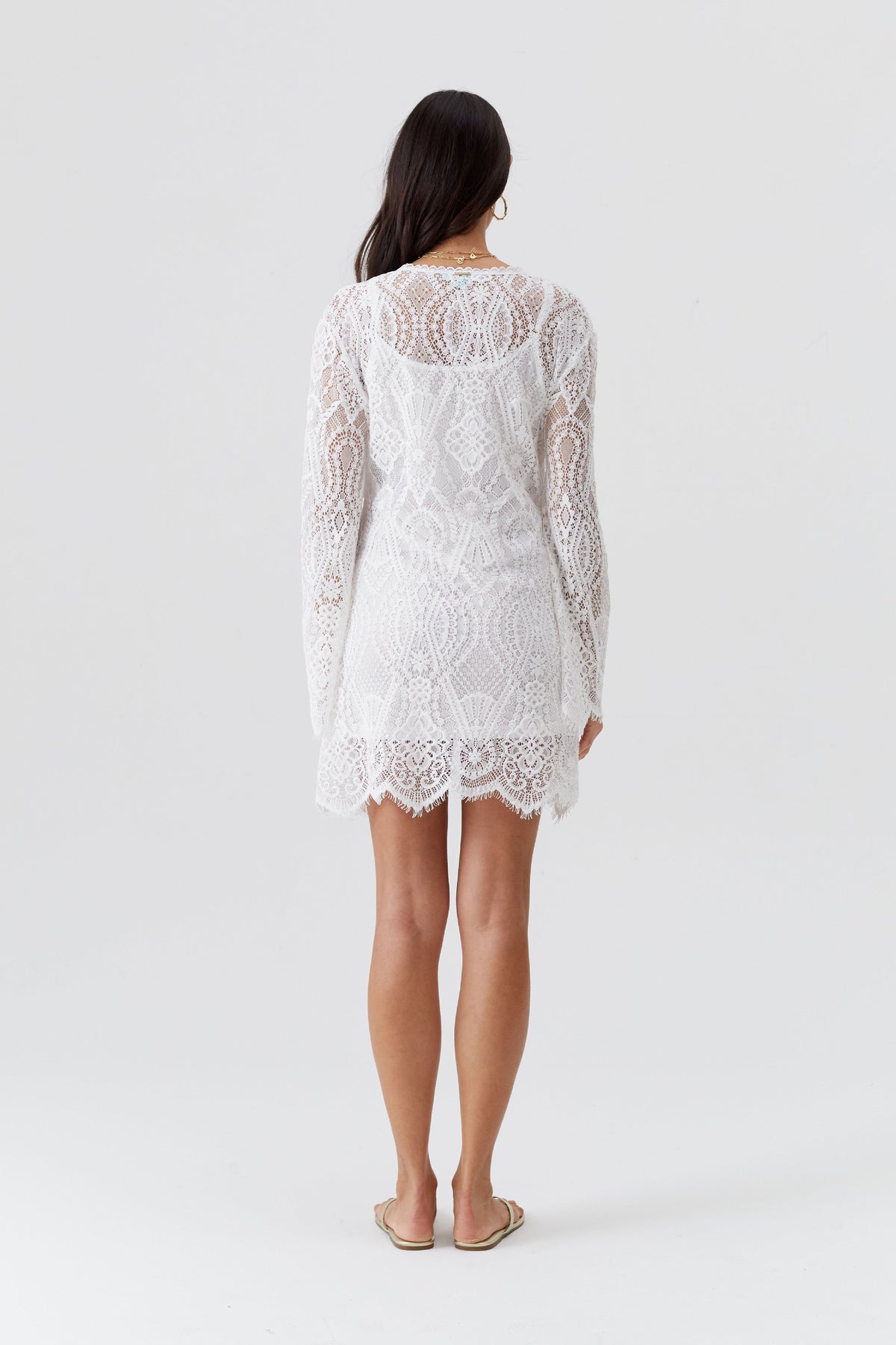 Robe Elizabeth à manches longues - White