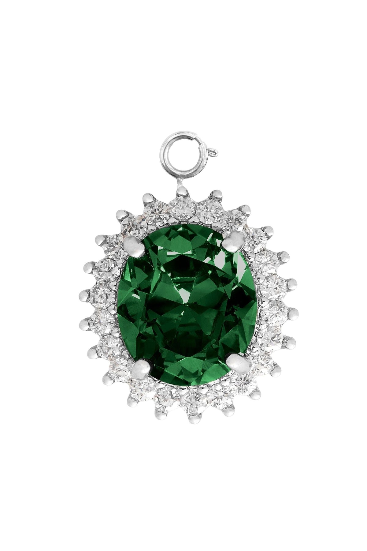 Oval charm with green crystal