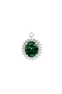 Oval crystal and brass charms - Green & Silver