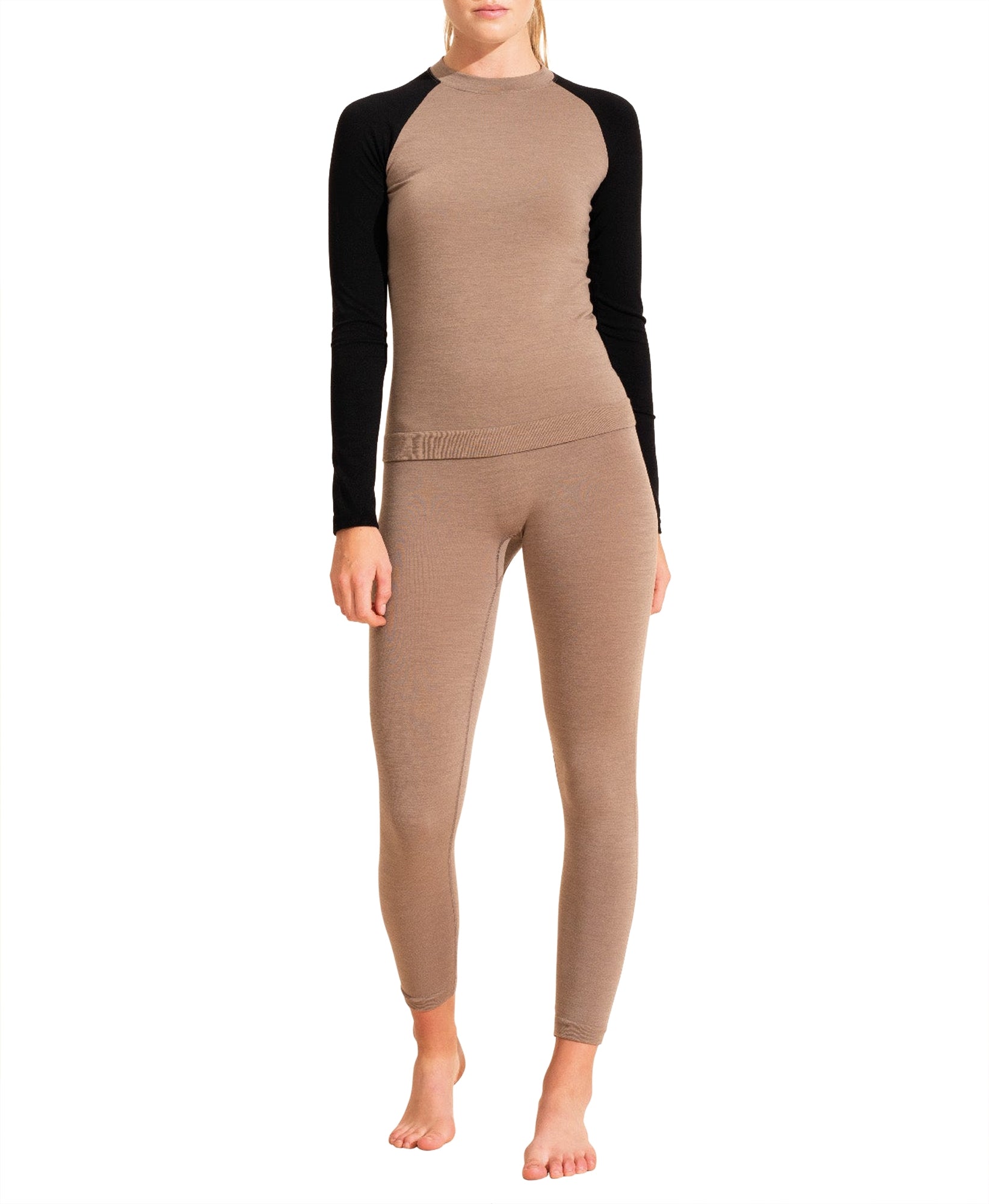 Top Albane en laine - Taupe & Black