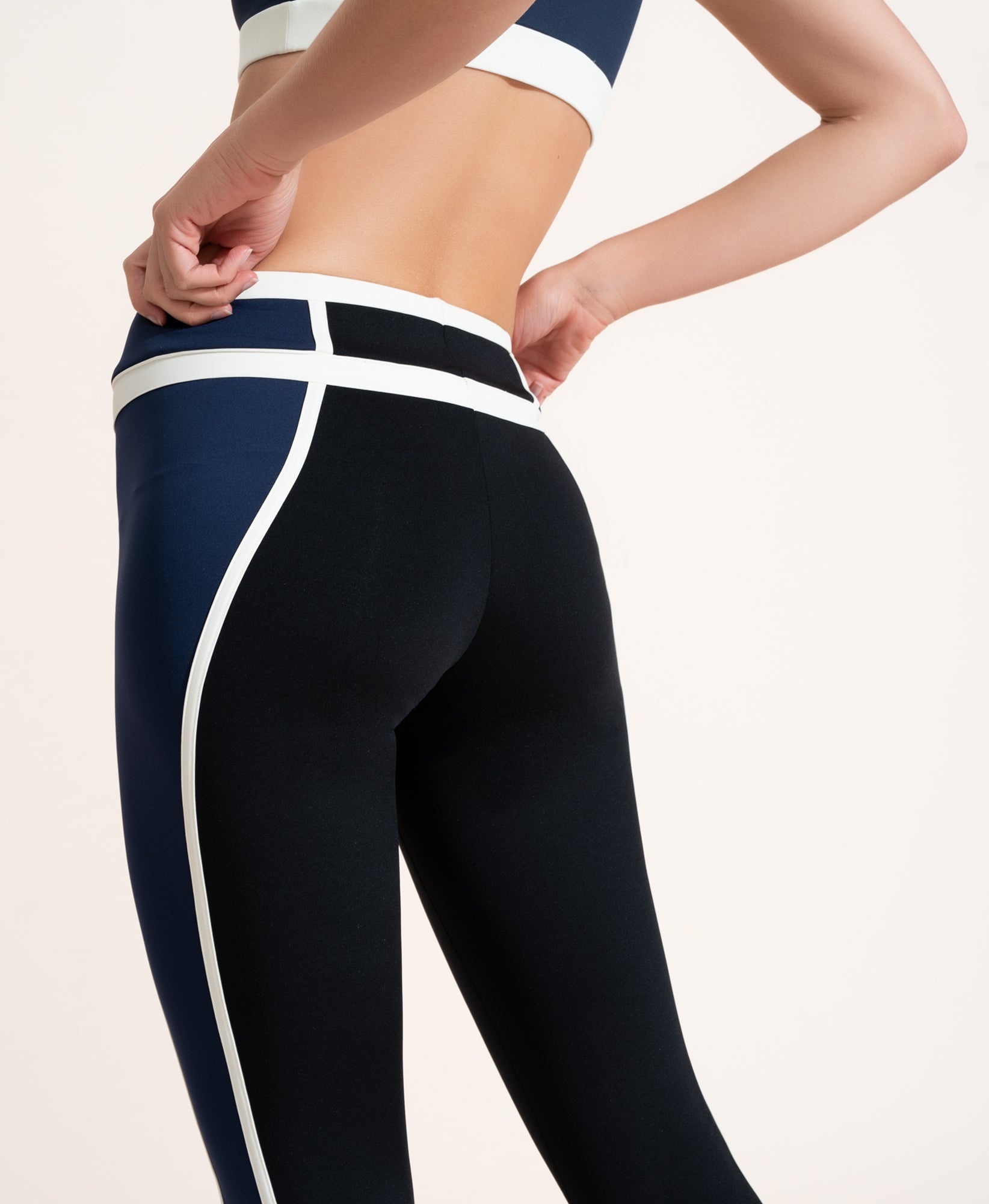 Mara Legging - Navy, Black & Ivory