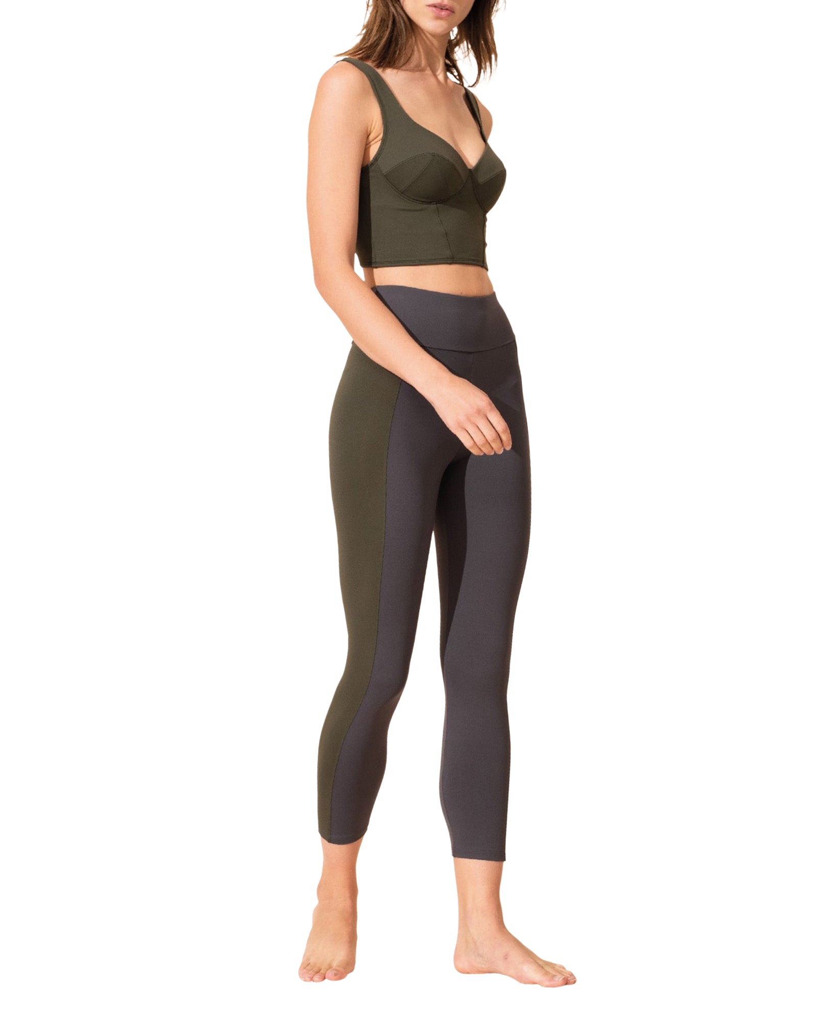 Therese Legging - Charcoal & Olive
