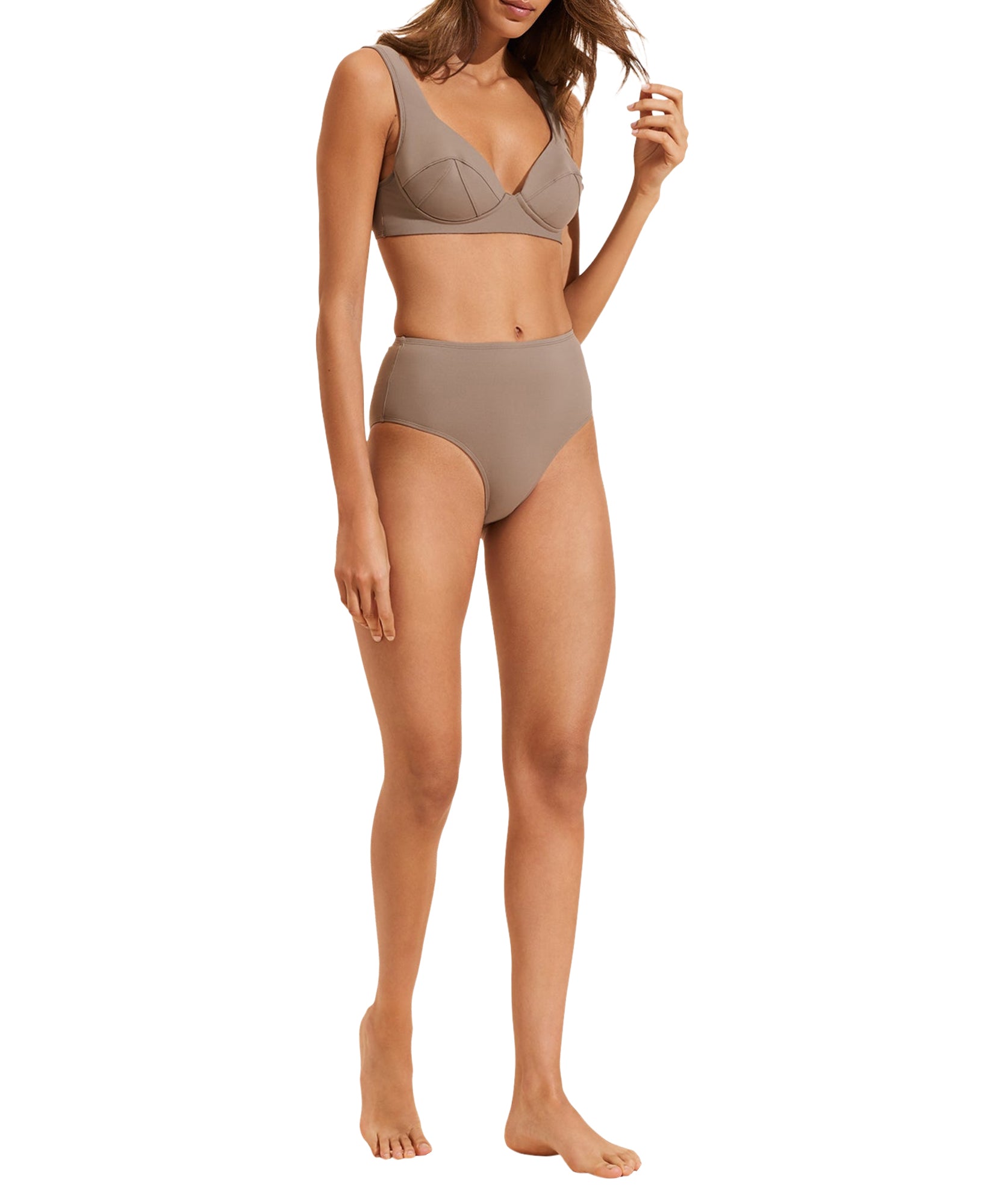 Valentine high waist swimwear bottoms - Taupe