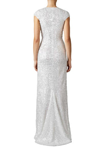 Estrella Capped Sleeve Sequin Dress - Silver