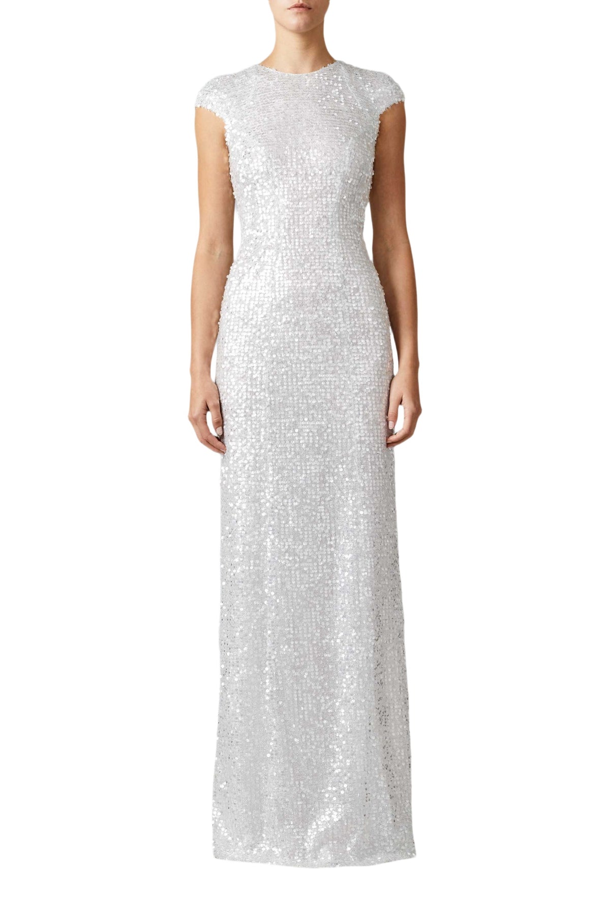 Estrella Capped Sleeve Sequin Dress - Silver