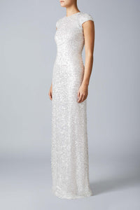 Estrella Capped Sleeve Sequin Dress - Silver