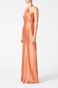 Robe longue Eve en soie - Rust