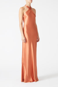 Robe longue Eve en soie - Rust