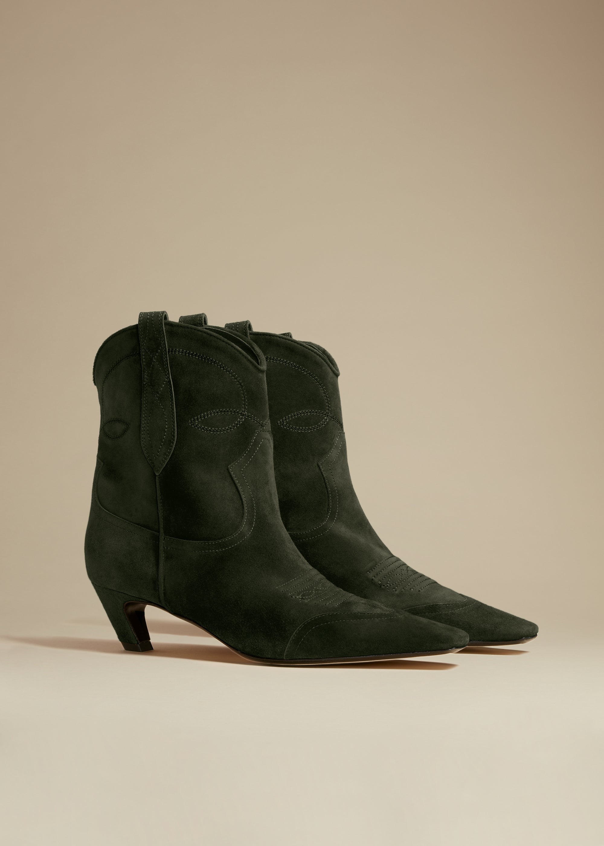 Dallas ankle boot in leather - Dark Olive
