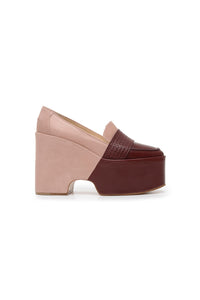 Burgundy & Camel Pink / Mocassins Ceballos 110 en cuir - Burgundy & Camel Pink
