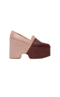 Burgundy & Camel Pink / Mocassins Ceballos 110 en cuir - Burgundy & Camel Pink