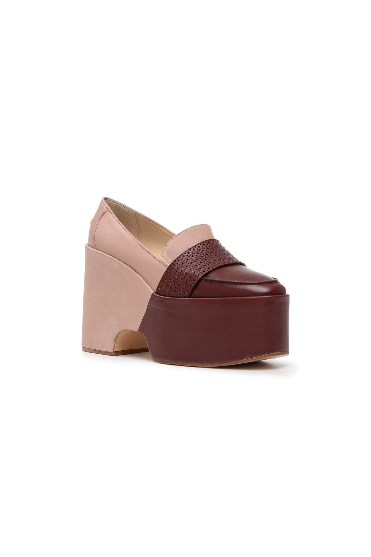 Burgundy & Camel Pink / Mocassins Ceballos 110 en cuir - Burgundy & Camel Pink