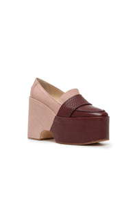 Burgundy & Camel Pink / Mocassins Ceballos 110 en cuir - Burgundy & Camel Pink