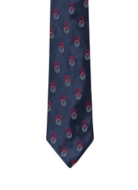 Circle print silk tie - Navy blue