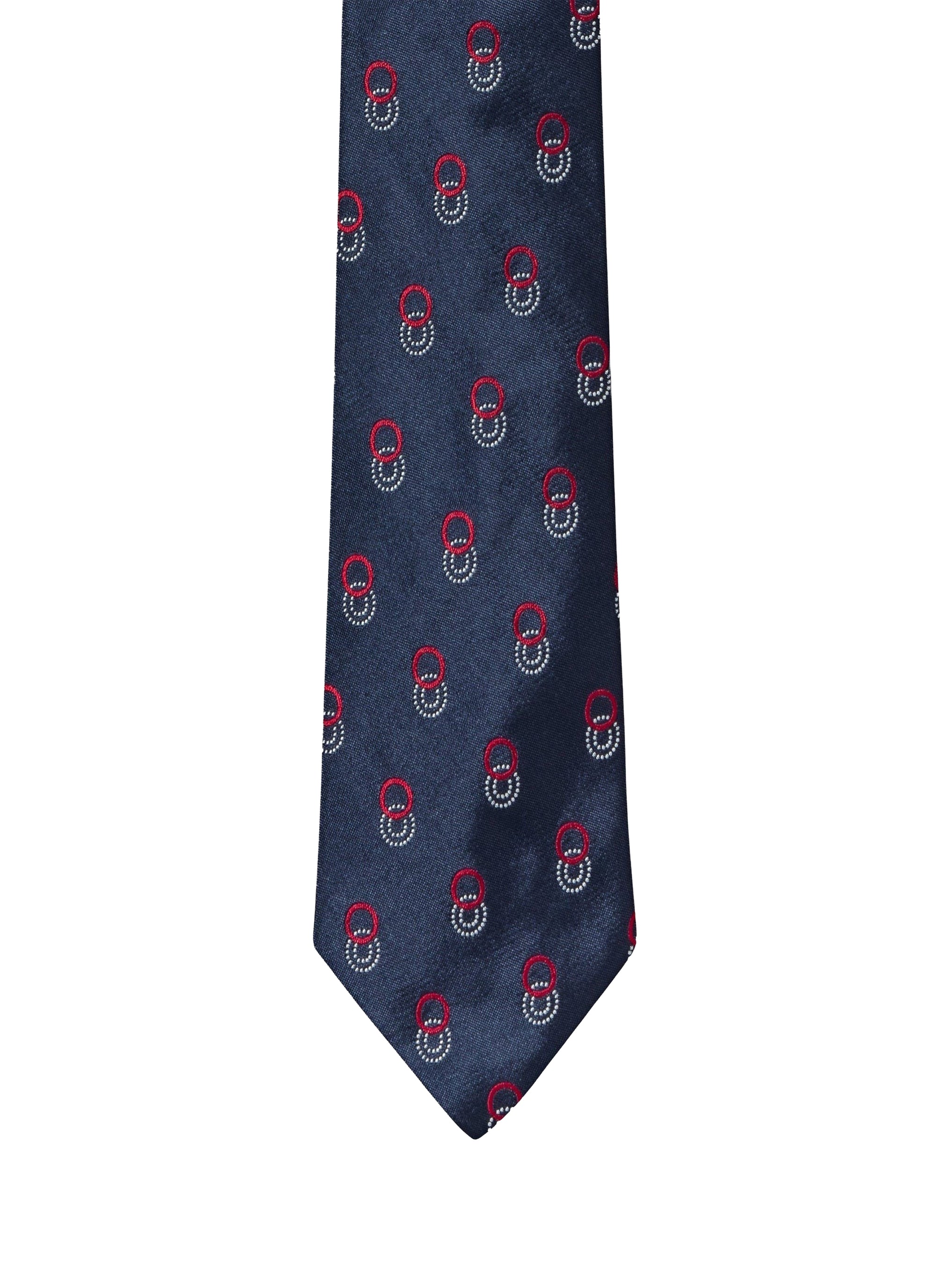 Circle print silk tie - Navy blue