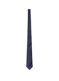 Circle print silk tie - Navy blue