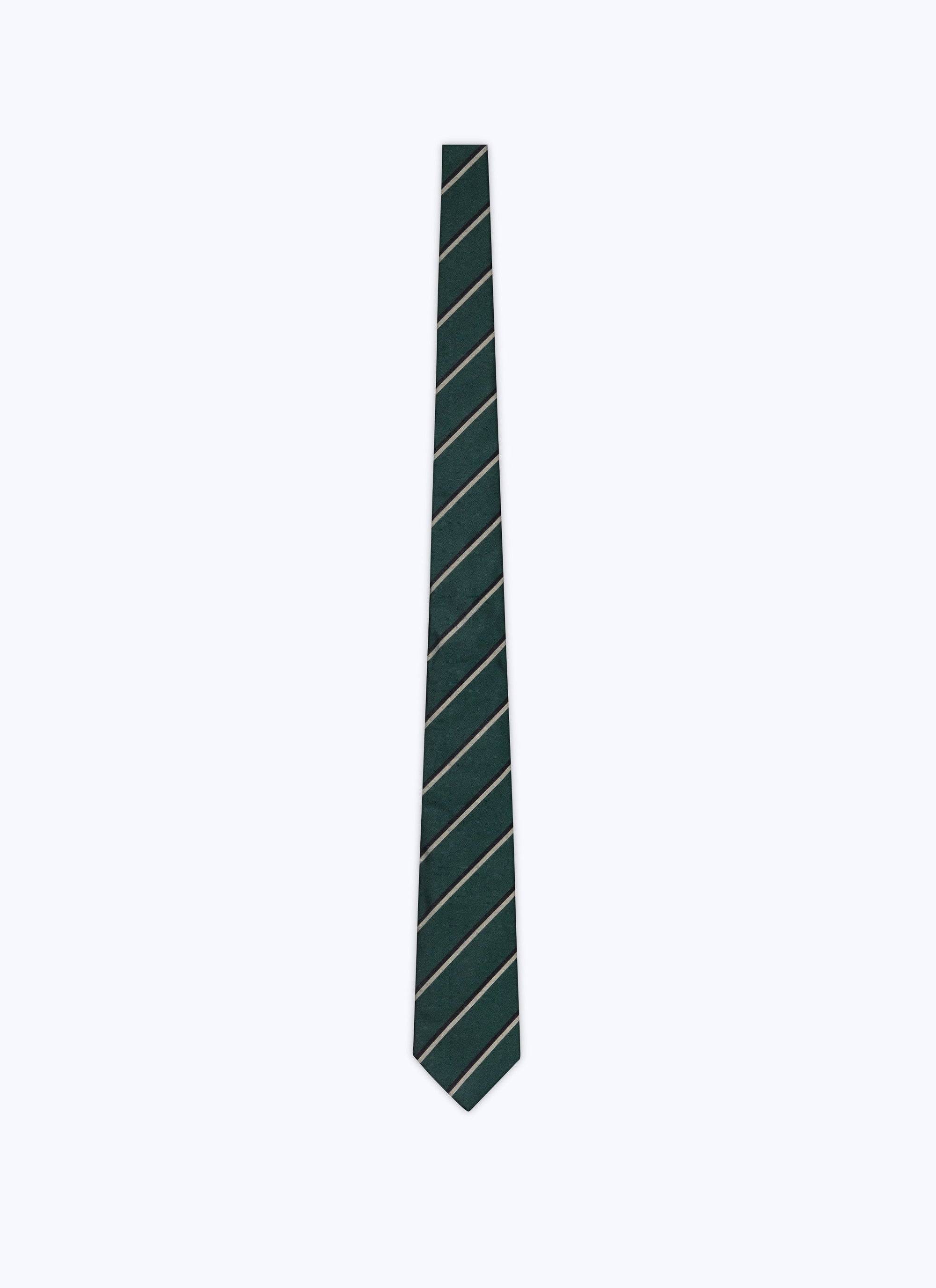 Striped silk tie - Green