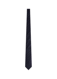 Striped wool twill tie - Navy blue