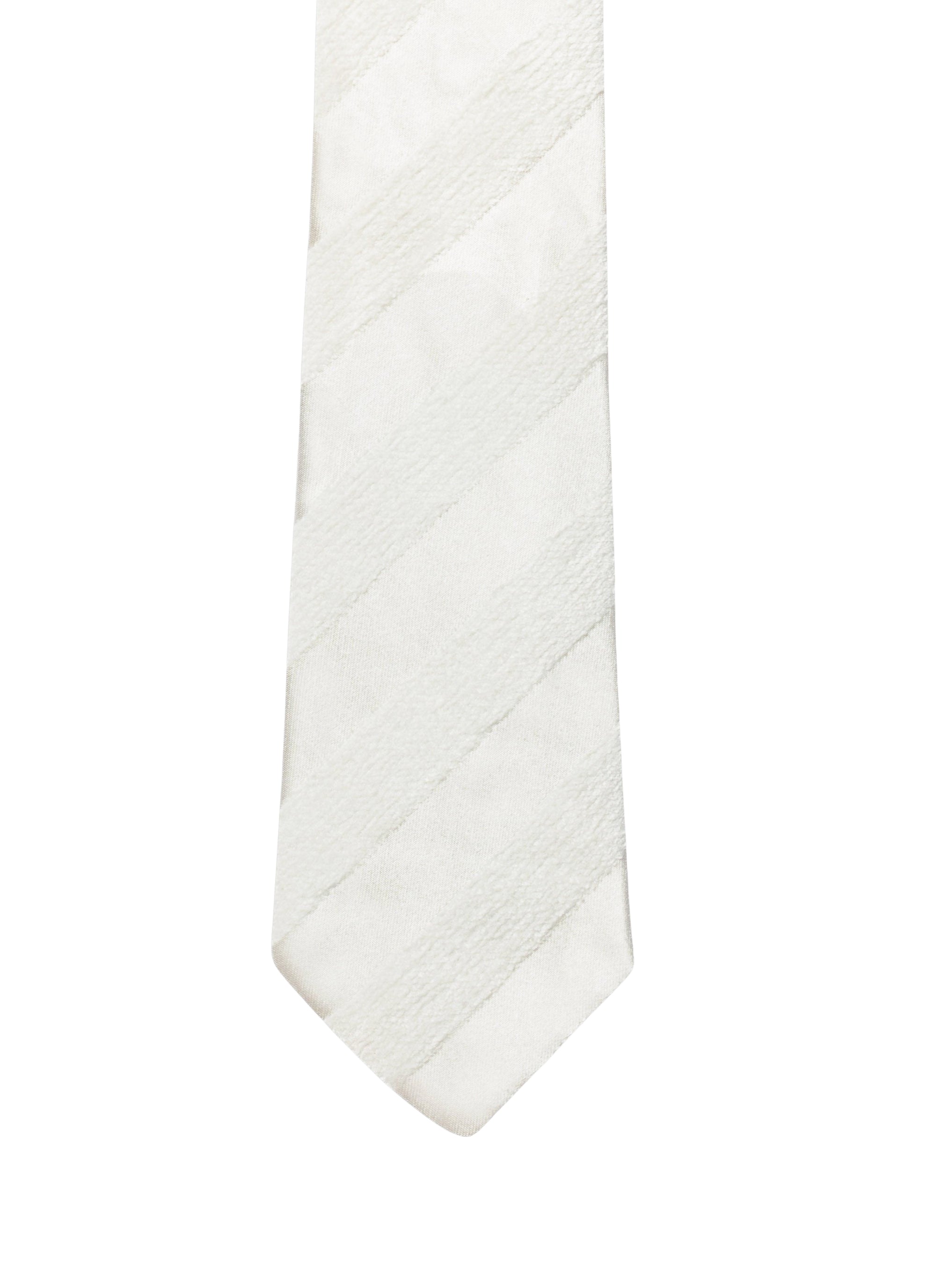 Cravate à rayures en soie - Ivoire