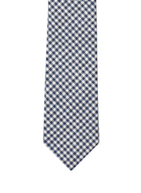 Gingham wool tie - Midnight Blue