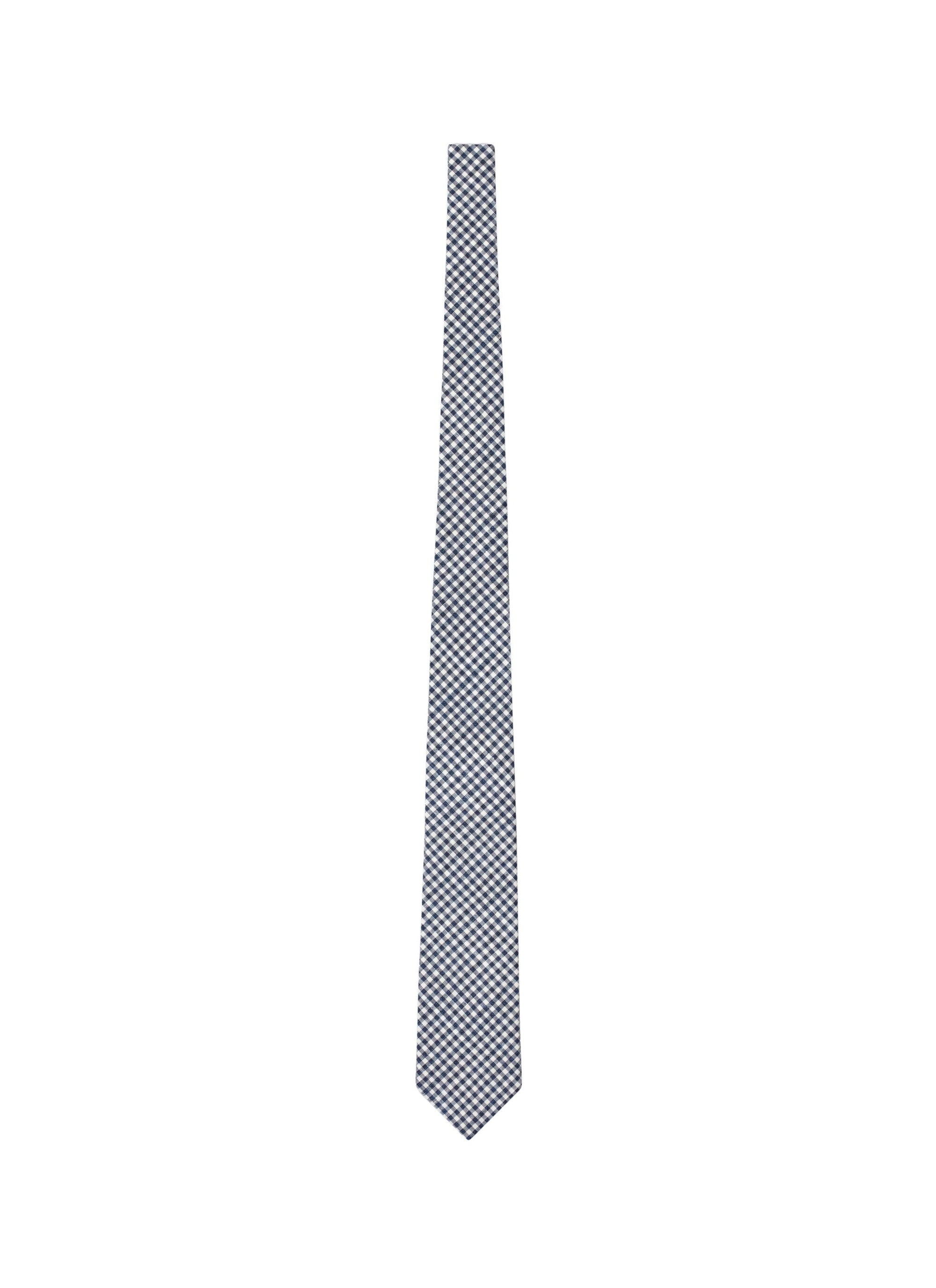 Gingham wool tie - Midnight Blue