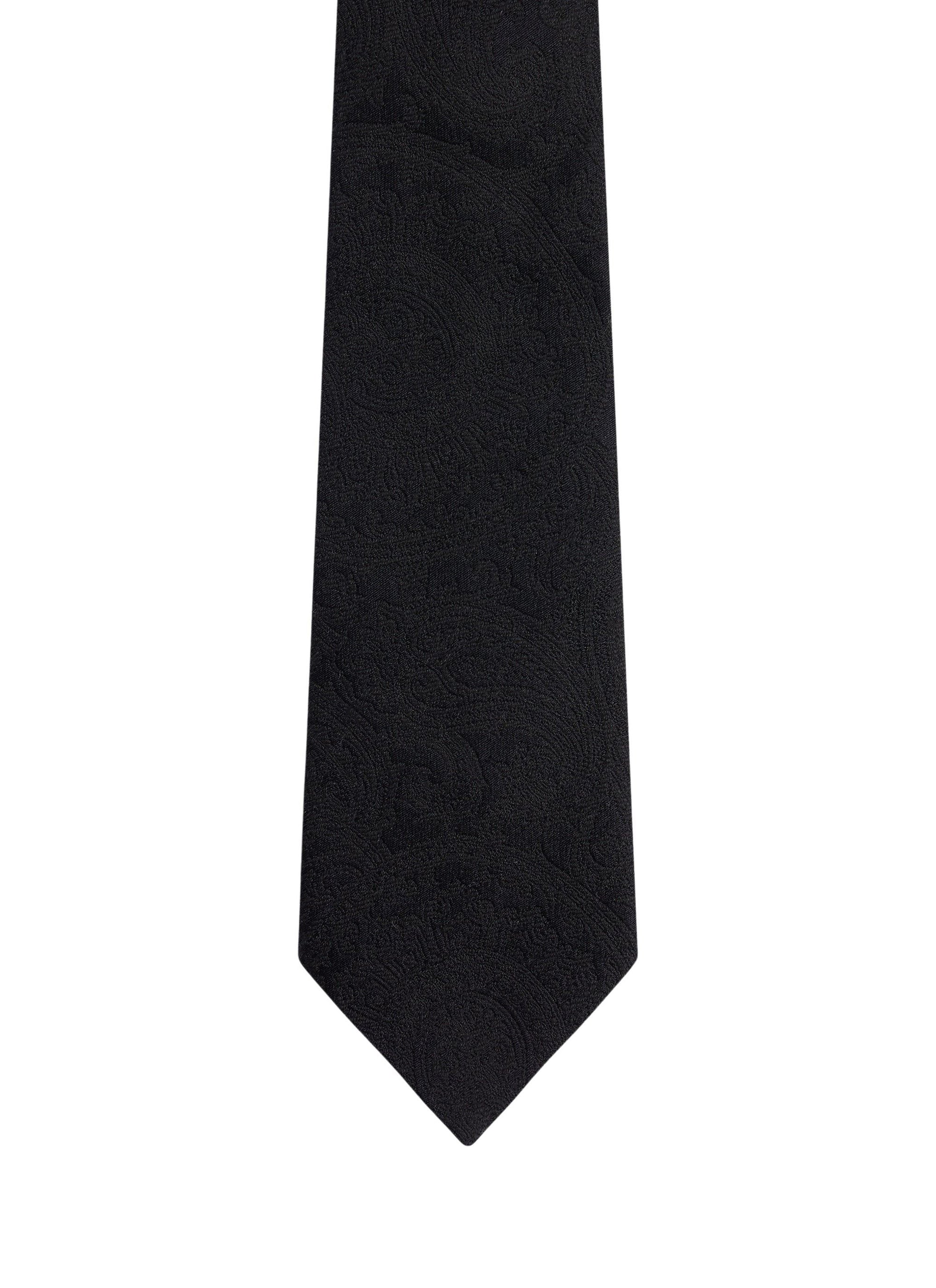 Patterned silk velvet tie - Black