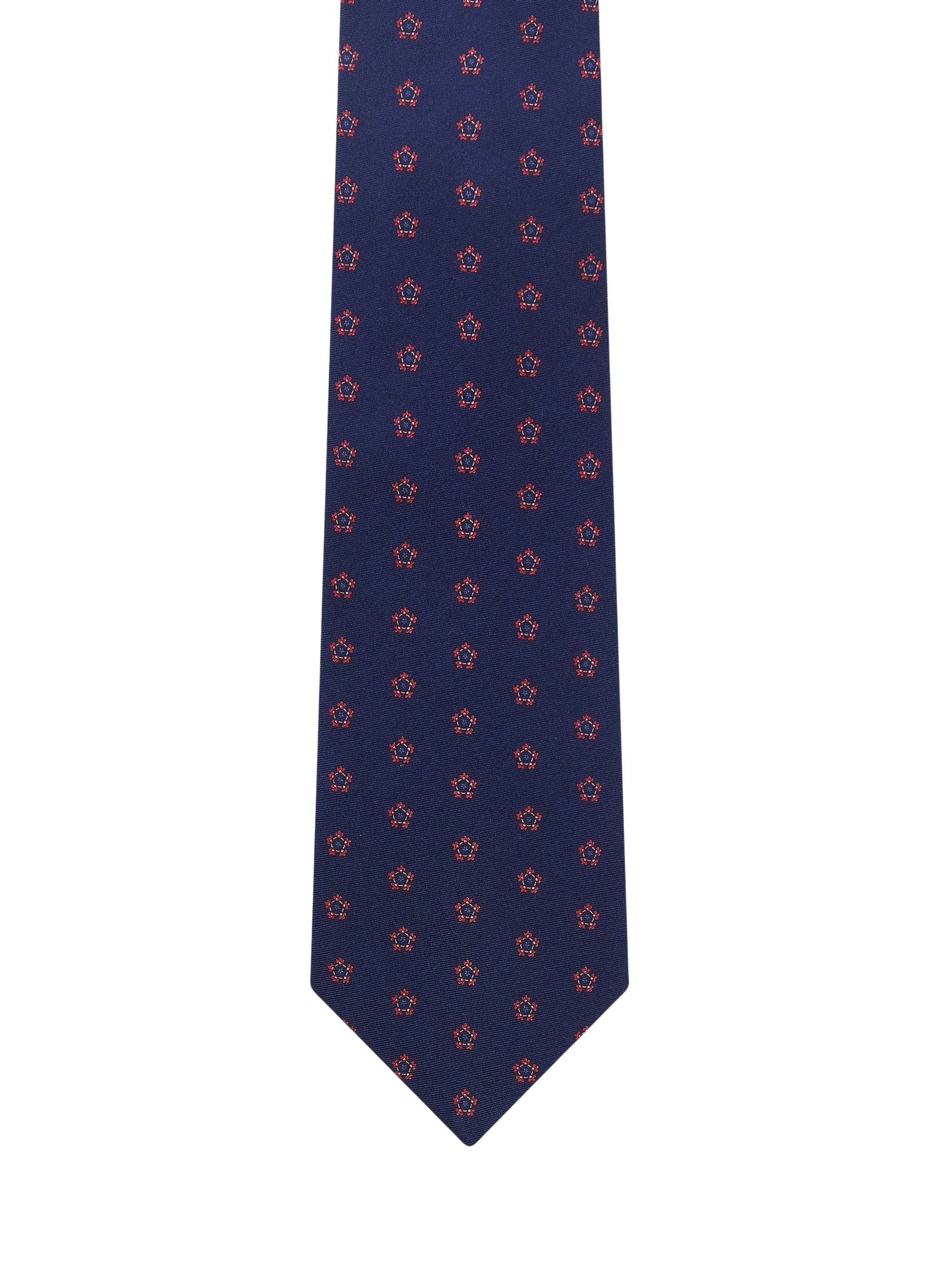 Cravate à motif en soie - Bleu Marine