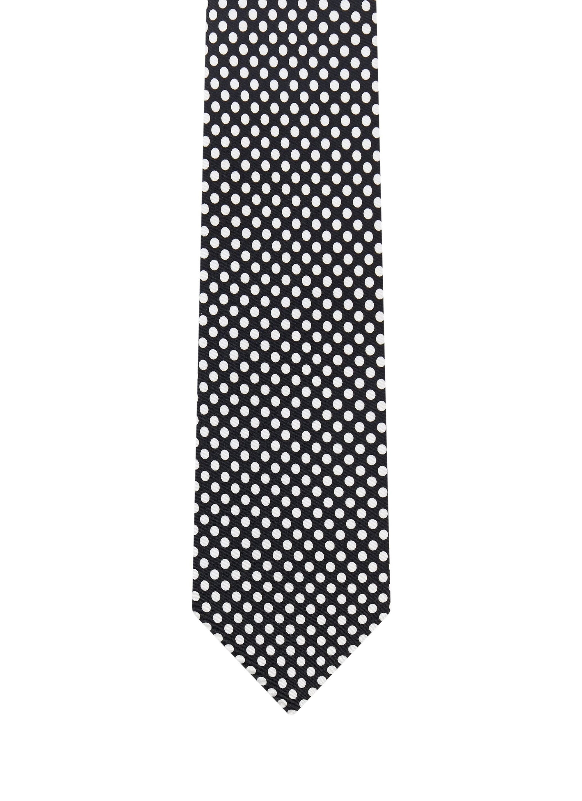 Cravate à pois en soie - Noir