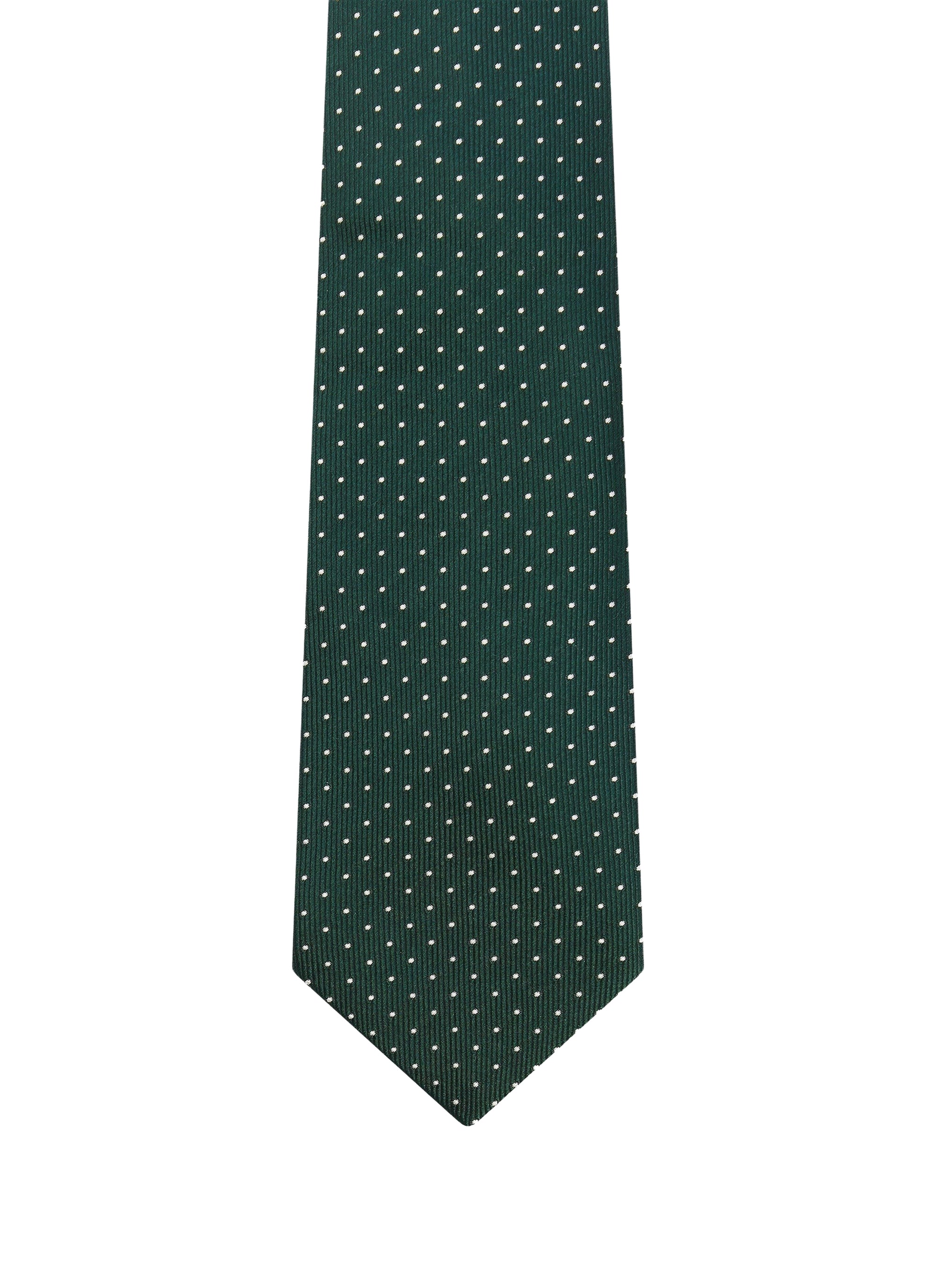 Cravate à pois en soie - Vert Bouteille